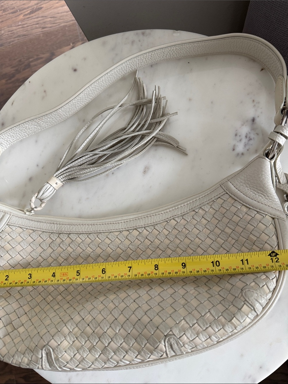 Brighton Vintage Woven Leather Shoulder Bag with Tassel - Picture 3 of 9
